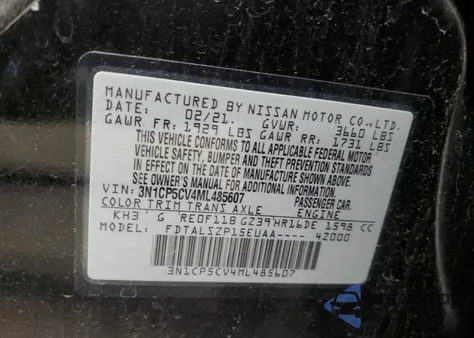 2021 Nissan Kicks Sv из США, поврежденный, VIN 3N1CP5CV4ML485607